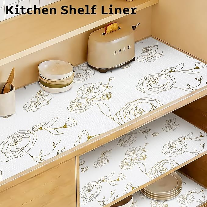 Shelf and Drawer Liner for Kitchen Cabinets Non-Adhesive, Strong Grip Non-Slip - Image 3