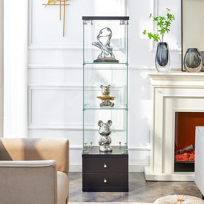 Yoluckea 3 Shelves Glass Display Cabinet - Image 7