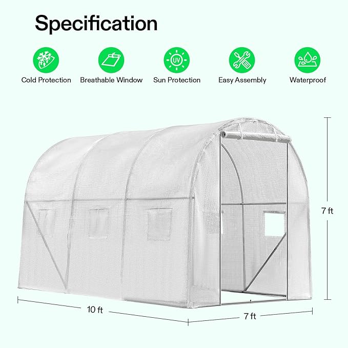 VIVOSUN 10x7x7 Ft. Large Walk in Greenhouse, Garden Plant Hot House - Image 2