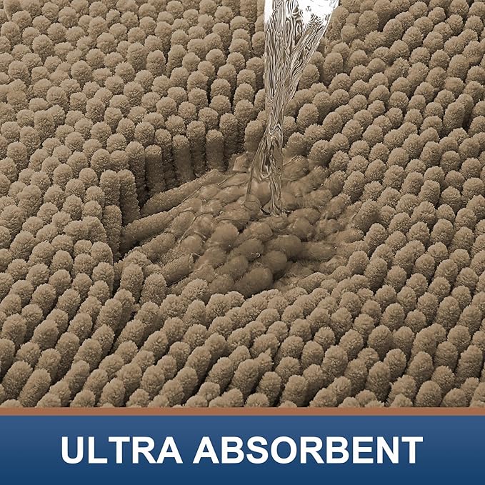 Smiry Luxury Chenille Toilet Rugs U-Shaped 24x20, Soft Absorbent Non-Slip - Image 4