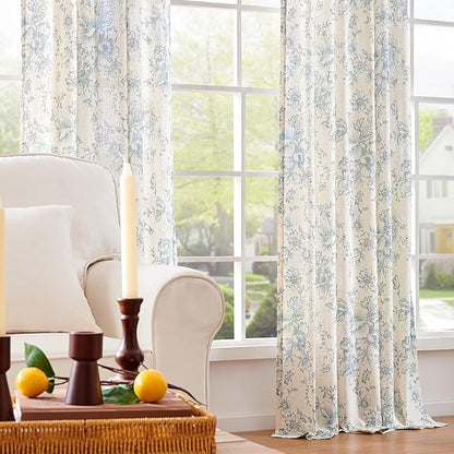 jinchan Linen Blend Curtain Floral Curtains - Image 7