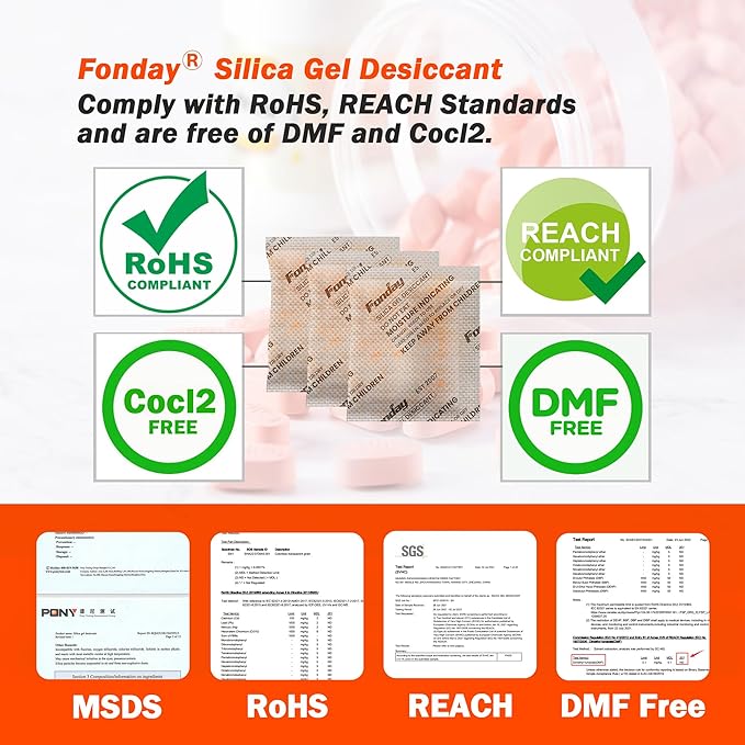 20g x 100 Packs Fonday Rechargeable Silica Gel Desiccant Packets Food Grade - Image 4