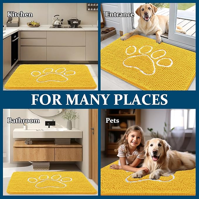 OLANLY Dog Door Mat for Muddy Paws 48x30, Paw Print Design, Absorbs Moisture - Image 8