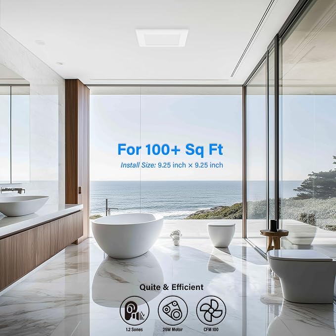 Ventilation Fan With Grille for Bathroom and Home, 25W Ceiling Mount Shower - Image 5