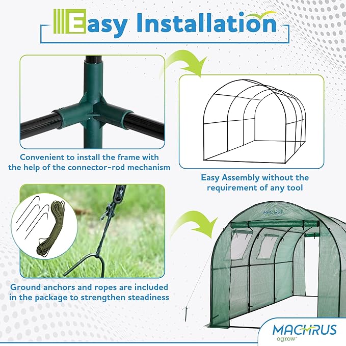 Ogrow® Deluxe Walk-in Tunnel Greenhouse - Image 3