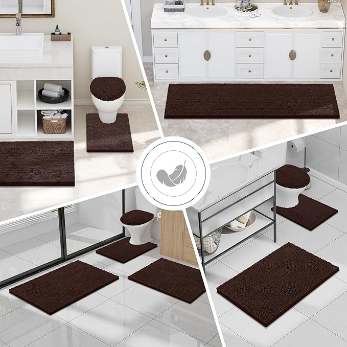 Smiry Luxury Chenille Toilet Rugs U-Shaped 24x20, Soft Absorbent Non-Slip - Image 7