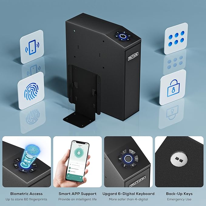 Gun Safe for Handgun, Slider Biometric Pistol Safe, 4 Ways Quick Access - Image 3