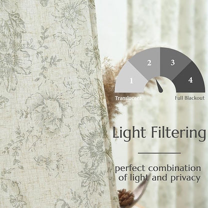 jinchan Linen Blend Floral Curtains - Image 4