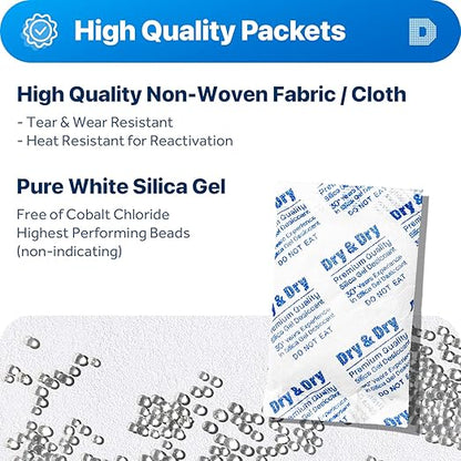 Dry & Dry 30 Gram Silica Gel Packets Desiccants, Silica Packets - Image 2
