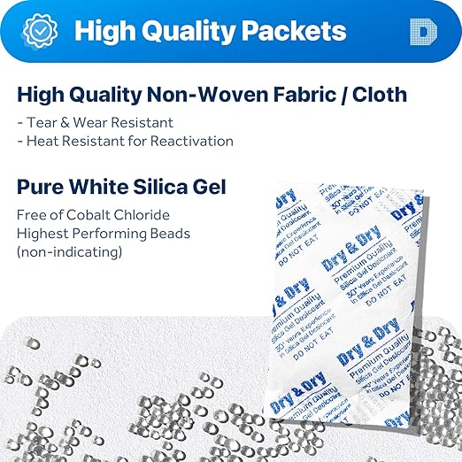 30 Gram Pack of 10 Dry&Dry Silica Gel Packets Desiccant Dehumidifiers - Image 2