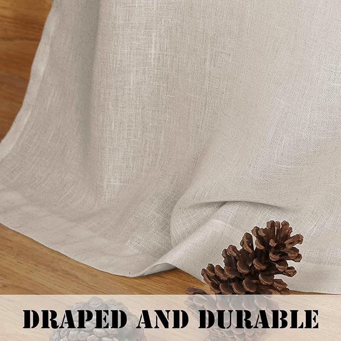 H.VERSAILTEX Pair Set Natural Linen Blended Window Treatment, Rod Pocket Top - Image 6