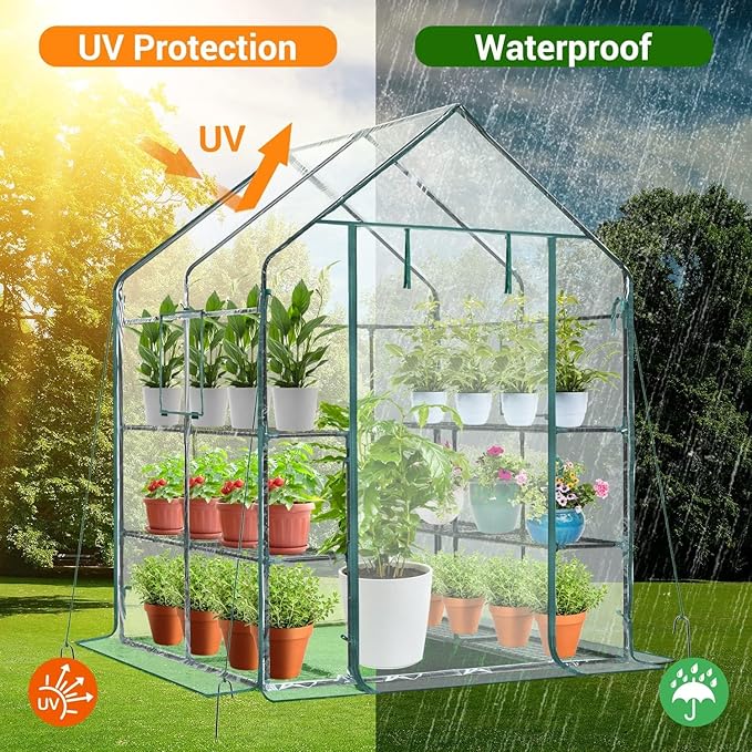 Ohuhu Plastic Greenhouse for Outdoors: Portable Walk in Plant Green House - Image 2