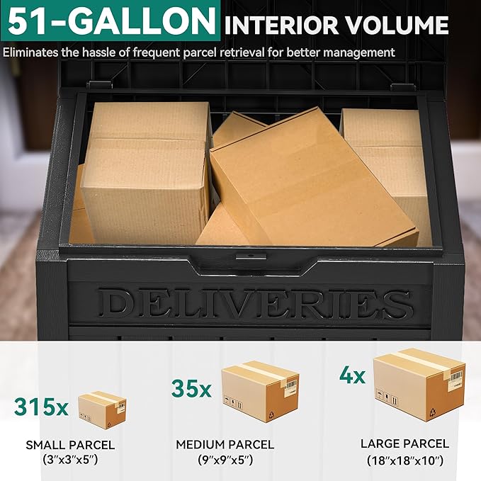 YITAHOME Resin Package Delivery Box 51 Gallon, Secure Lockable Resin Package - Image 5