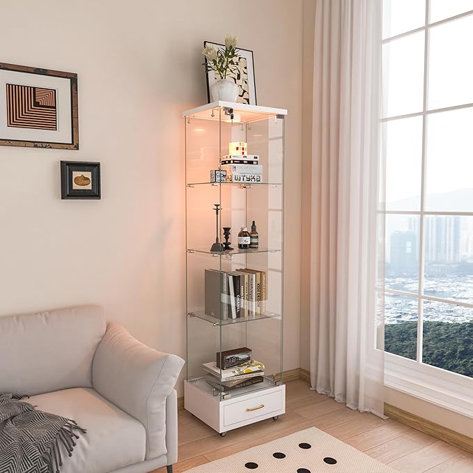 Yoluckea 4-Tier Glass Display Cabinet - Image 7