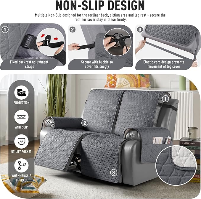 TAOCOCO 100% Waterproof Recliner Cover, Non-Slip Washable Reclining Couch Cover - Image 5