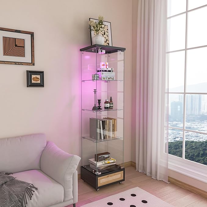 Yoluckea 4 Tiers Glass Display Cabinet - Image 8