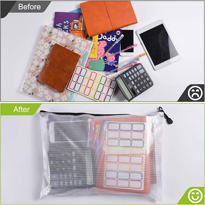 Mesh Zipper Pouch, A4 Size Tear-Resistant Document Pouch, Extra Large Zip File - Image 4
