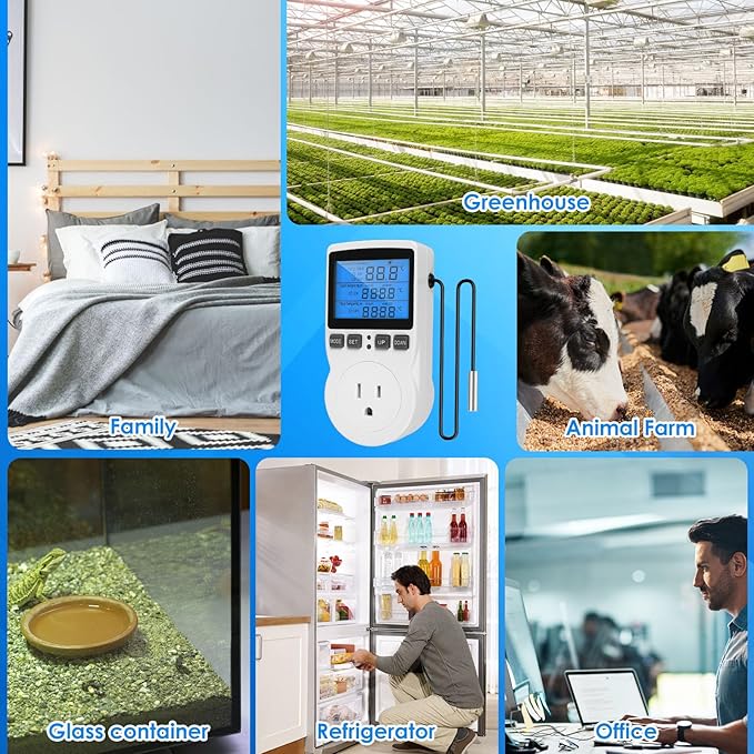 Digital Temperature Controller, 1800W 15A/120V Safe Thermostat Timer Outlet - Image 7