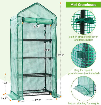 Mini Greenhouse with Screen Roof, Ohuhu Upgraded Portable 4 Tier Small - Image 6