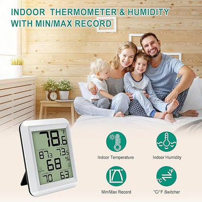 Urageuxy Indoor Hygrometer Thermometer, Digital Humidity Meter Temperature Gauge - Image 2