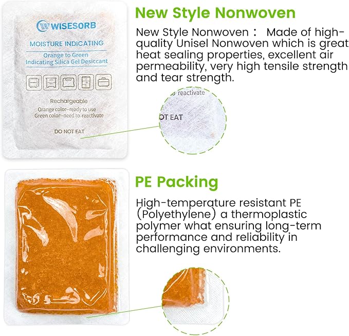 100 Packs 100 Gram Rechargeable Desiccant Packs, Moisture Absorbing Bag - Image 3