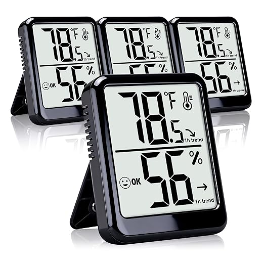 4-Pack Room Thermometer Indoor Hygrometer, Small Digital Temperature and by Azosowo