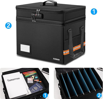 Fireproof Document Box with 13 Pockets Accordian File Organizer, - Image 6