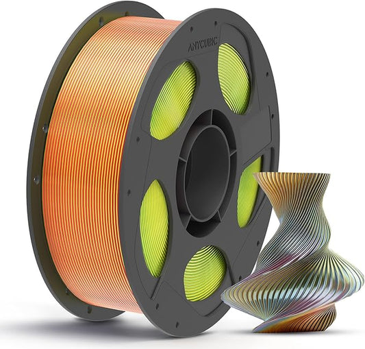 ANYCUBIC Silk Tri Color Pla Filament, 3-in-1 Chrome Coextrusion Color Change 3D by ANYCUBIC