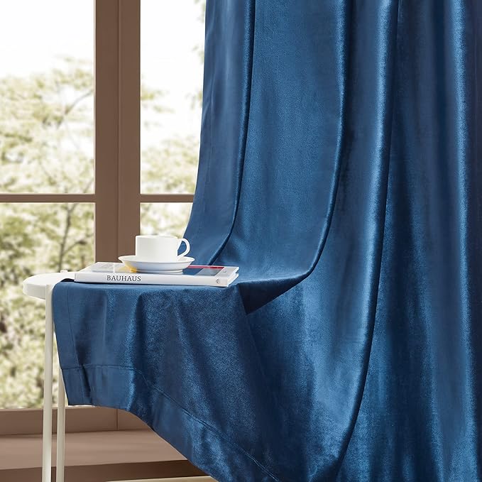 Luxury Navy Blue Velvet Curtains: 108 inches Dark Blue Elegant Living Room - Image 6