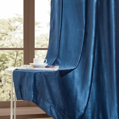 Luxury Navy Blue Velvet Curtains: 108 inches Dark Blue Elegant Living Room - Image 6