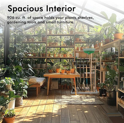 10X12FT Greenhouse with Electronic Thermometers, Large Walk-in Greenhouse - Image 5