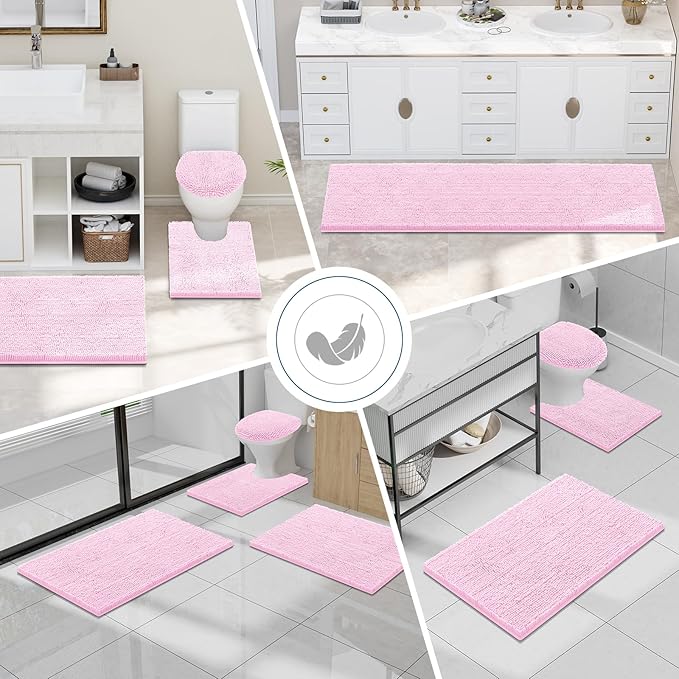 Smiry Luxury Chenille Bathroom Rugs 44x24, Extra Soft and Absorbent Shaggy Bath - Image 7