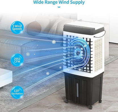 TABU 2953CFM Evaporative Air Cooler, 3-in-1 Portable Swamp Cooler - Image 6