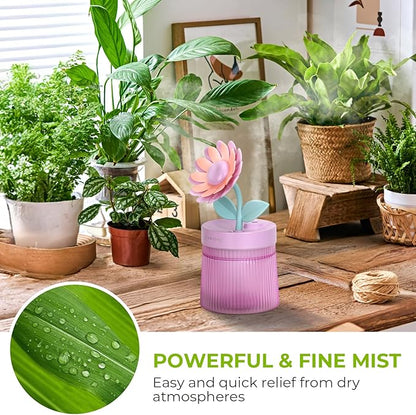 Cute Flower Mini Humidifier, 260ml Sunflower Desktop Humidifiers - Image 2