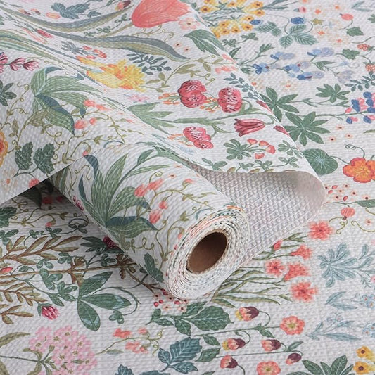 Floral Shelf Drawer Liners, Non Adhesive and Strong Non-Slip Colorful Cabinet by Amiitay