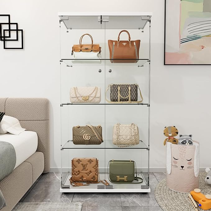 Yoluckea 4 Shelves Glass Display Cabinet - Image 4