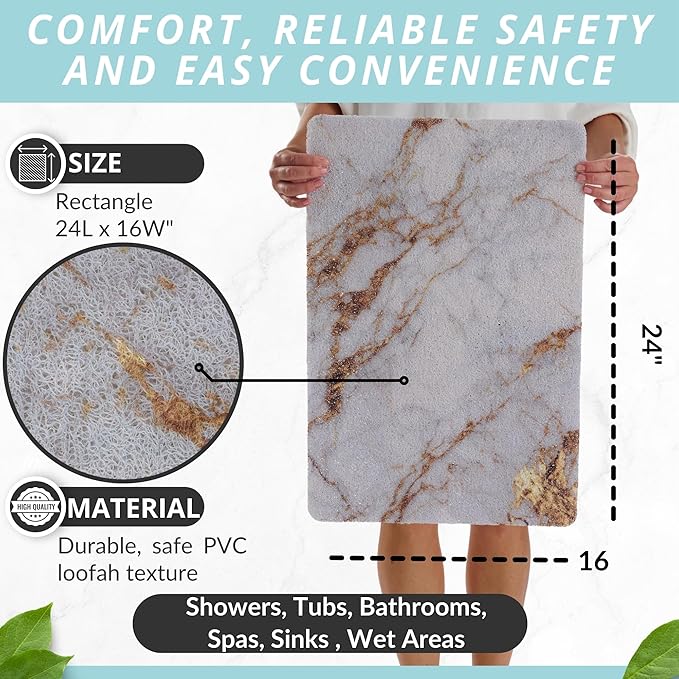 ENKOSI Loofah Non-Slip Shower and Bath Mat - Image 3