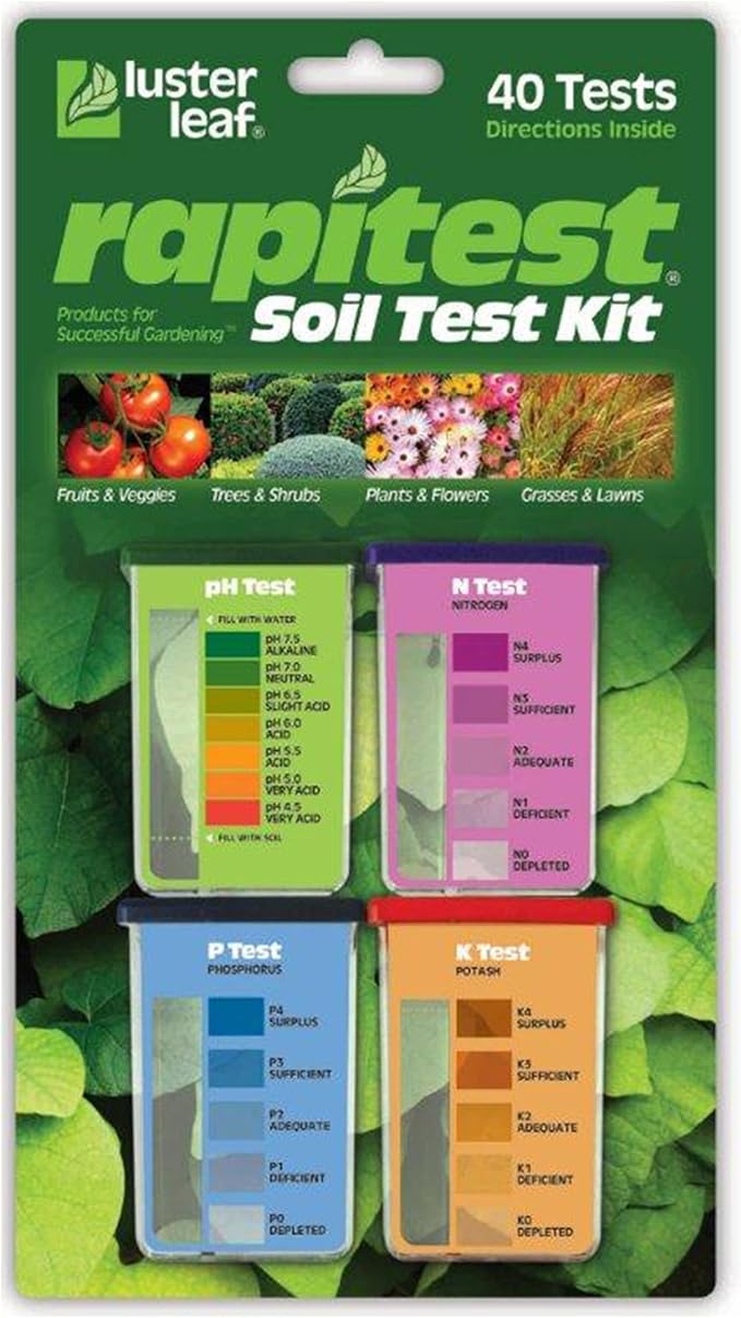 Rapitest Soil Test Kit for Gardens, Vegetables, Flowers and Lawns. USA designed by LusterLeaf