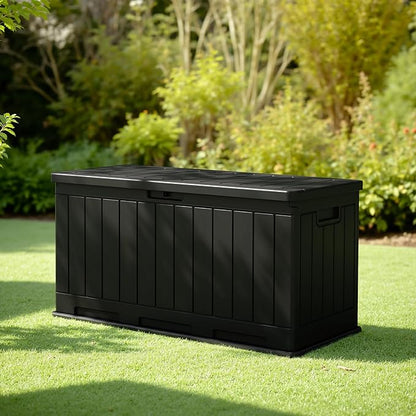 JUMMICO 90 Gallon Waterproof Resin Deck Box, Double Wall Outdoor Storage Box - Image 6