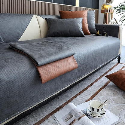 Faux Leather Waterproof Couch Sofa Cover Vintage PU Sectional Couch Cover Non - Image 4