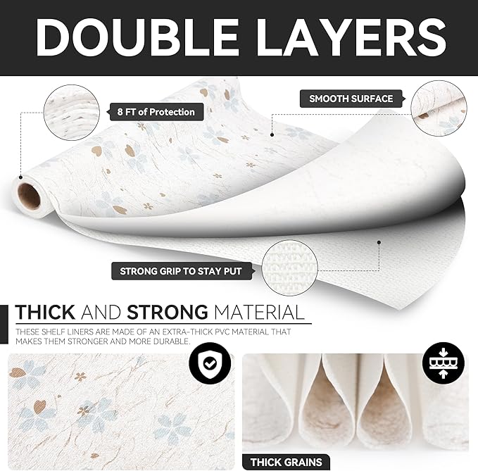 Ray Star Shelf Liner, 20in x 10FT Non Adhesive Floral Cabinet Liner - Image 7