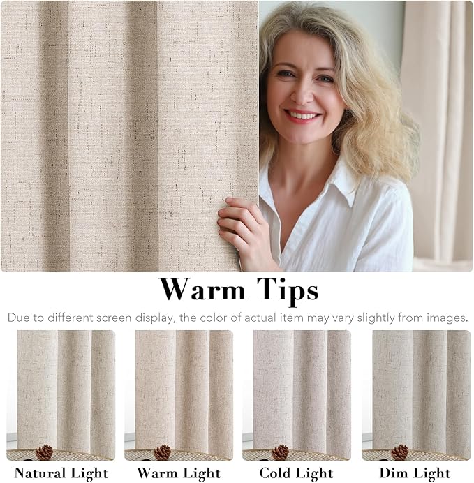 H.VERSAILTEX Linen Blackout Curtains 54 Inches Long 100% Blackout Thermal - Image 5