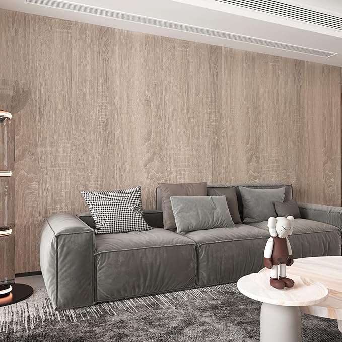 Gray Brown Wood Grain Contact Paper Waterproof Faux Wood Wallpaper Peel and - Image 5