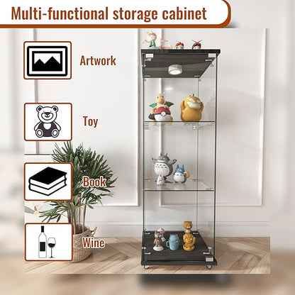 Yoluckea 3-Shelf Glass Display Cabinet - Image 4