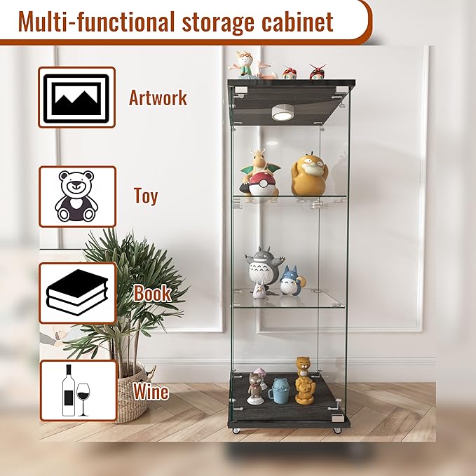 Yoluckea 3-Tier Glass Display Cabinet - Image 4