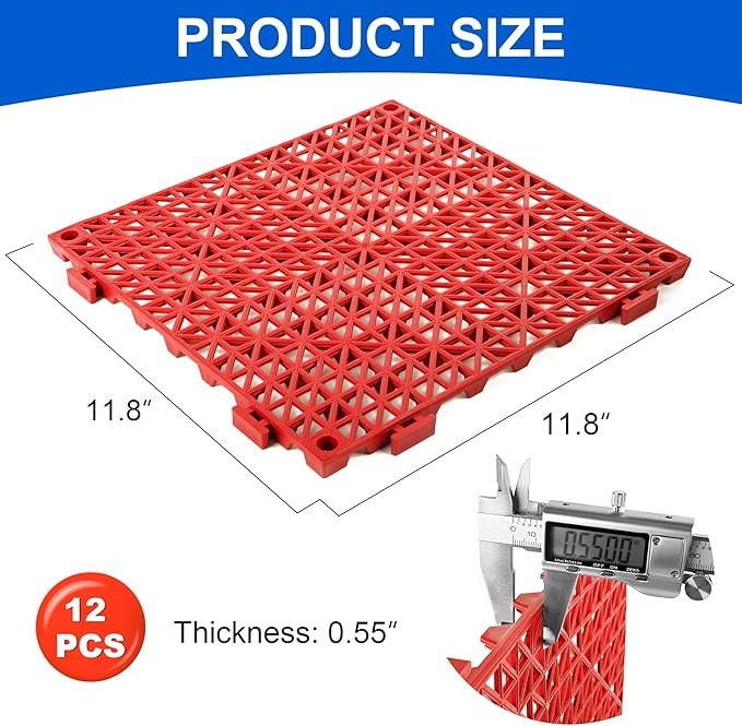 MYFAMIREA Modular Interlocking Cushion 12 Pack 11.8" x 11.8" Rubber Floor Tiles - Image 2