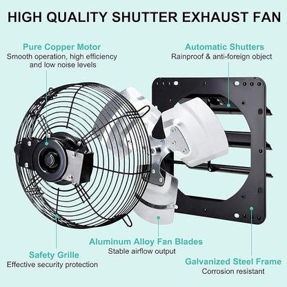 12 Inch Shutter Exhaust Fan for Greenhouse, Chicken Coop Ventilation, Wall - Image 7