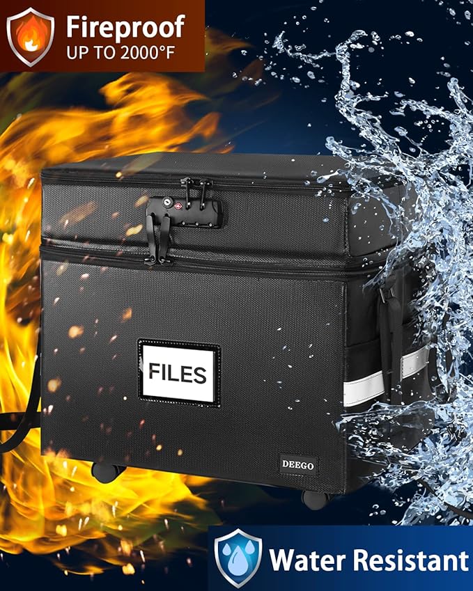 DEEGO Rolling File Box, Fireproof Document Box - Image 3