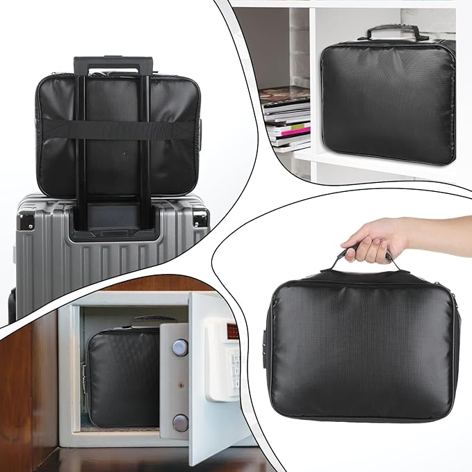 Fireproof Document Box with Lock, Waterproof File Organizer Portable Travel - Image 7