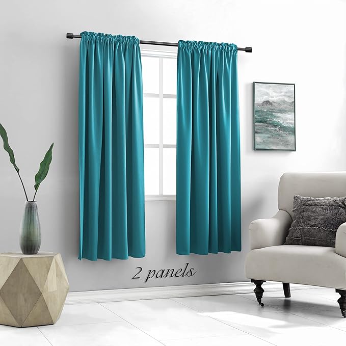 DONREN 72 Inch Length Teal Curtains - Image 2